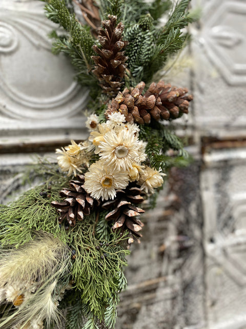 Holiday Wreath: White Christmas - Sunny Meadows Flower Farm