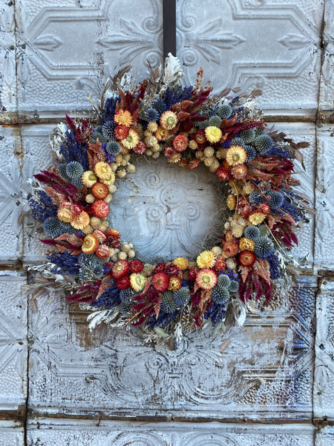 Dried Wreath-Island Sunset - Sunny Meadows Flower Farm
