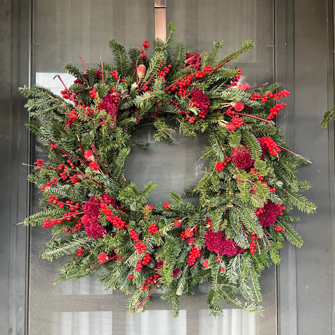 Holiday Wreath:Berry Festive - Sunny Meadows Flower Farm