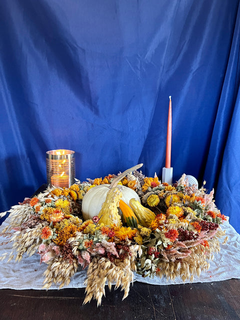 Dried Wreath-Autumnal Tones - Sunny Meadows Flower Farm