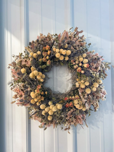 Dried Wreath-Soft + Dreamy - Sunny Meadows Flower Farm