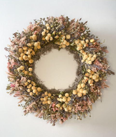 Dried Wreath-Soft + Dreamy - Sunny Meadows Flower Farm