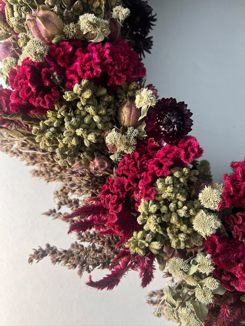 Dried Wreath-Dark & Moody - Sunny Meadows Flower Farm