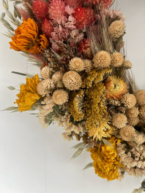 Dried Wreath-Over the Rainbow - Sunny Meadows Flower Farm