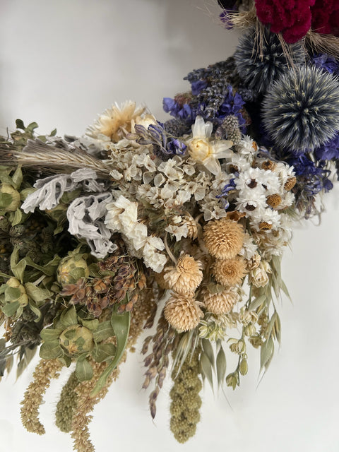 Dried Wreath-Over the Rainbow - Sunny Meadows Flower Farm