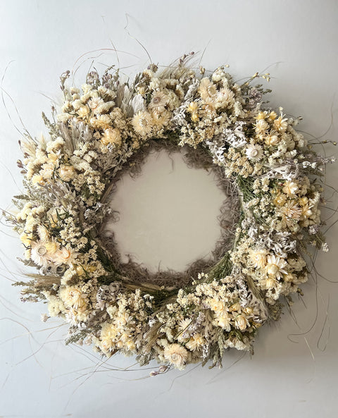 Dried Wreath-Snow White - Sunny Meadows Flower Farm