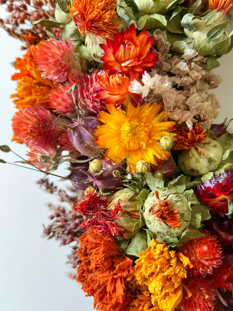 Dried Wreath-Autumnal Tones - Sunny Meadows Flower Farm