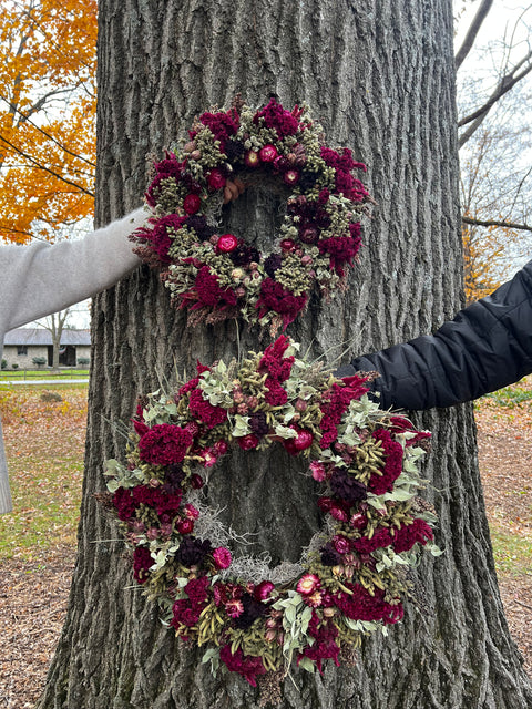 Dried Wreath-Dark & Moody - Sunny Meadows Flower Farm