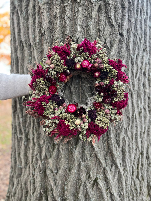 Dried Wreath-Dark & Moody - Sunny Meadows Flower Farm