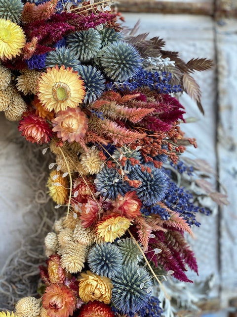 Dried Wreath-Island Sunset - Sunny Meadows Flower Farm