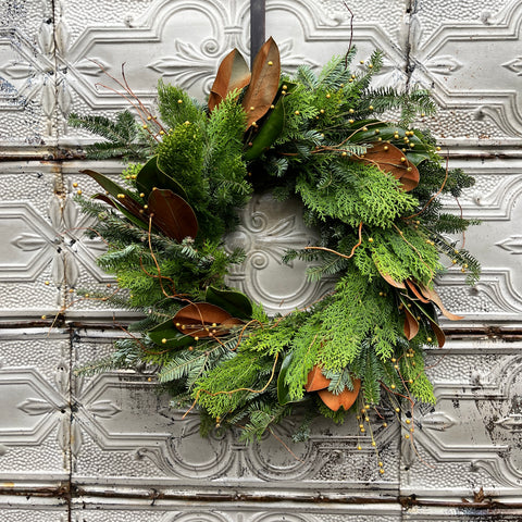 Holiday Wreath: Golden Solstice - Sunny Meadows Flower Farm