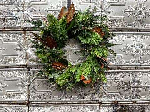 Holiday Wreath: Golden Solstice - Sunny Meadows Flower Farm