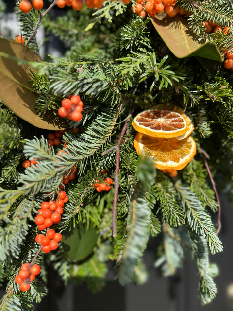 Holiday Wreath: Yuletide Cheer - Sunny Meadows Flower Farm