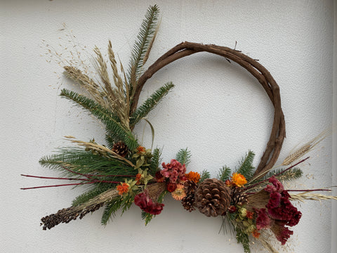 Holiday Wreath: Grapevine Base Designer's Choice - Sunny Meadows Flower Farm