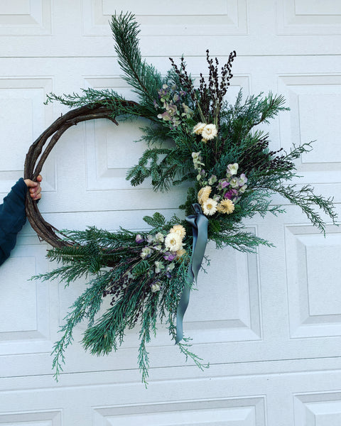 Holiday Wreath: Grapevine Base Designer's Choice - Sunny Meadows Flower Farm