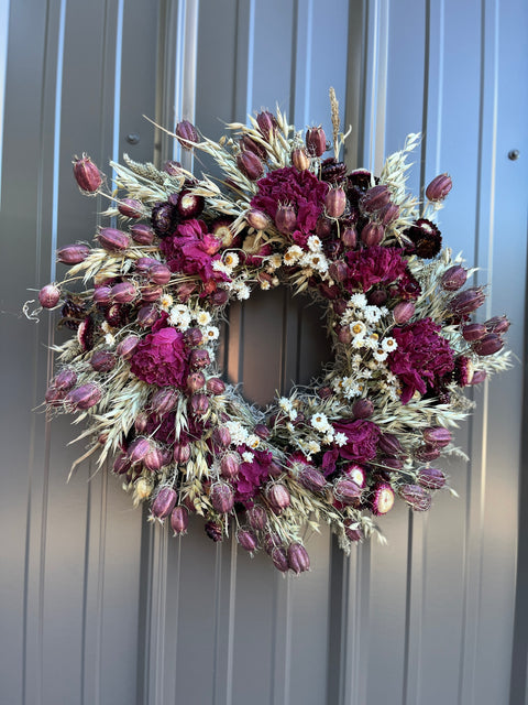 Dried Wreath-Dark & Moody - Sunny Meadows Flower Farm