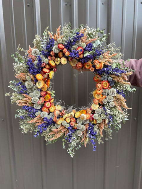 Dried Wreath-Island Sunset - Sunny Meadows Flower Farm